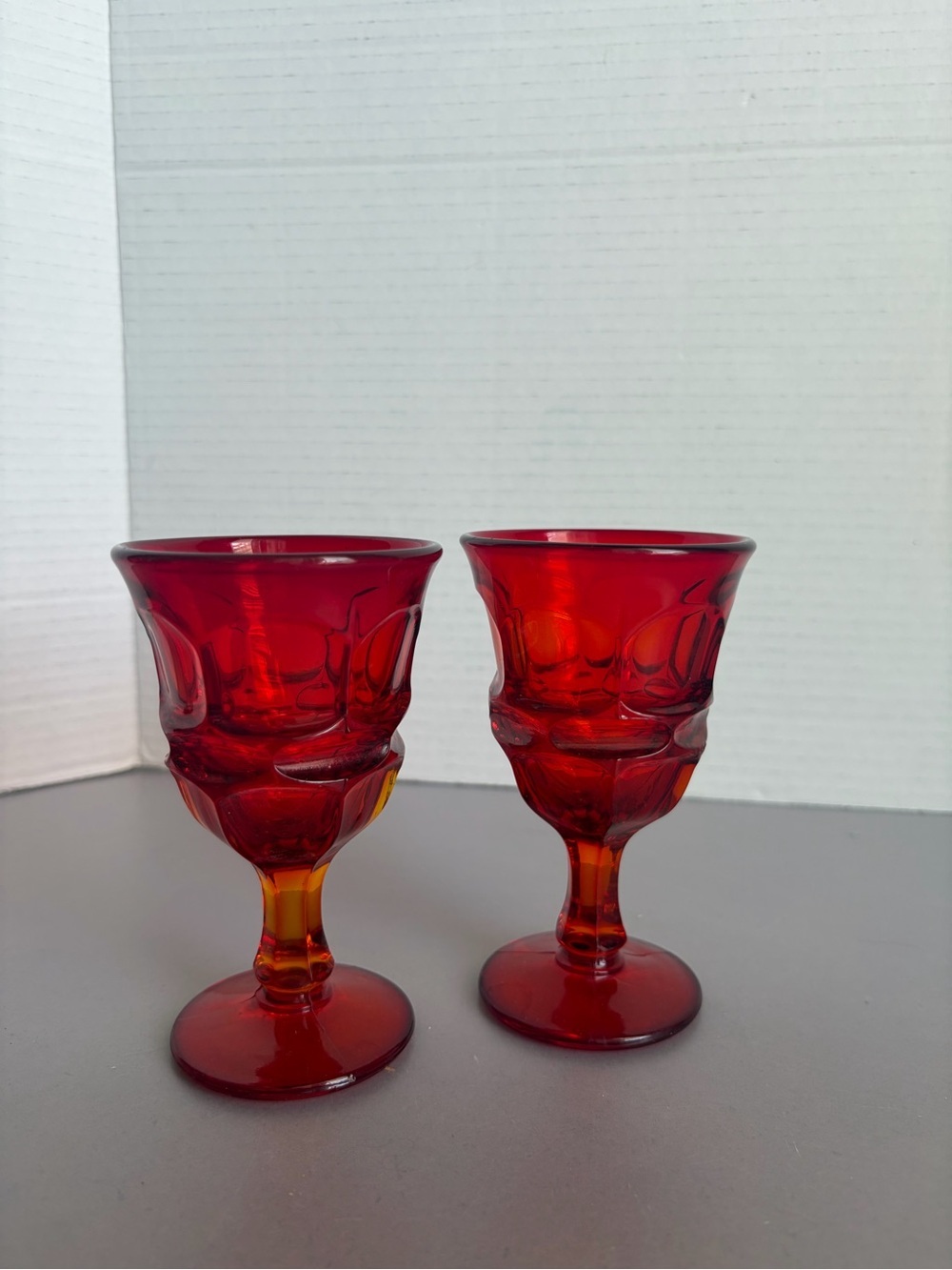 2 Vintage Fostoria Argus Ruby Red Wine Glasses